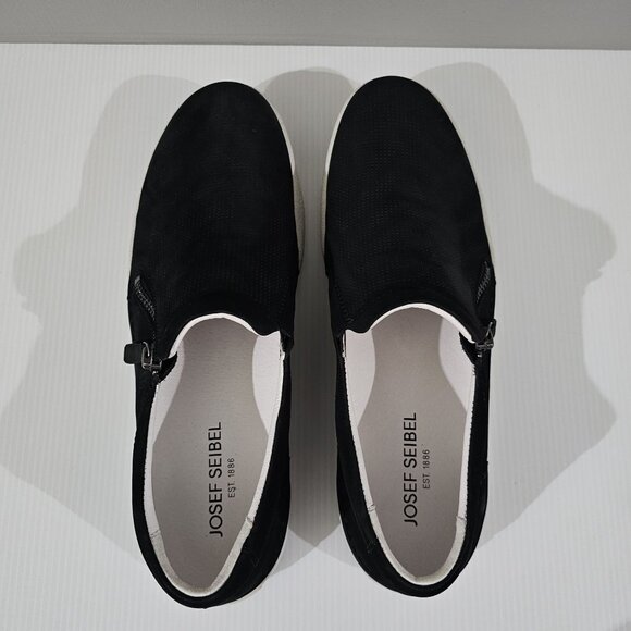 NEW Josef Seibel Claire 20 Sneaker EU Size 42 Black Leather White Slip On Loafer - Picture 8 of 13